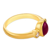 Vintage 1.20 carat ruby diamond 18k yellow gold three stone ring