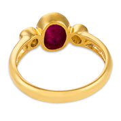 Vintage 1.20 carat ruby diamond 18k yellow gold three stone ring