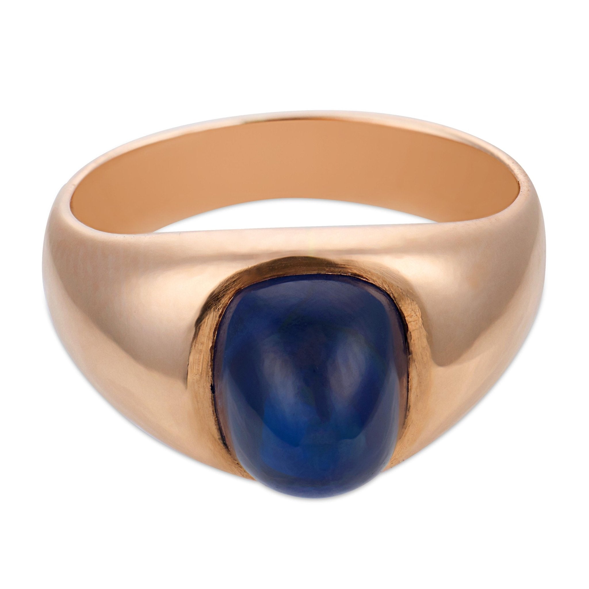 Mid Century GIA 4.70 carat no heat sapphire 14k rose gold ring