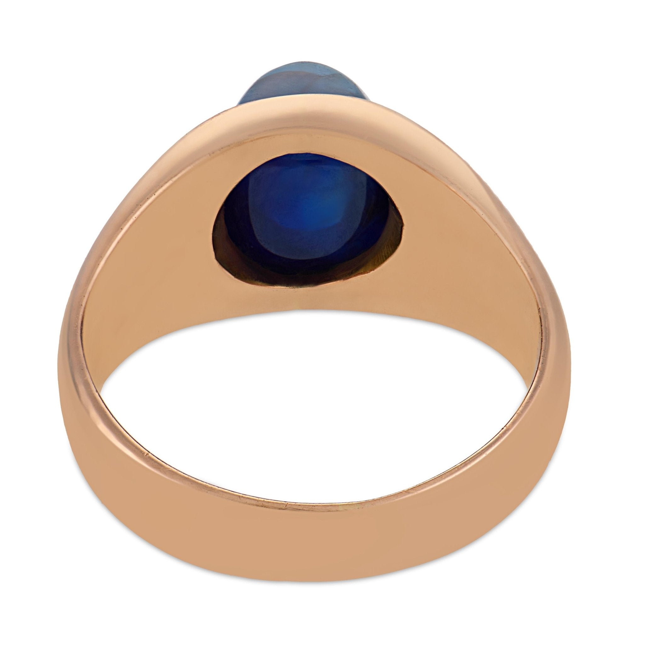 Mid Century GIA 4.70 carat no heat sapphire 14k rose gold ring
