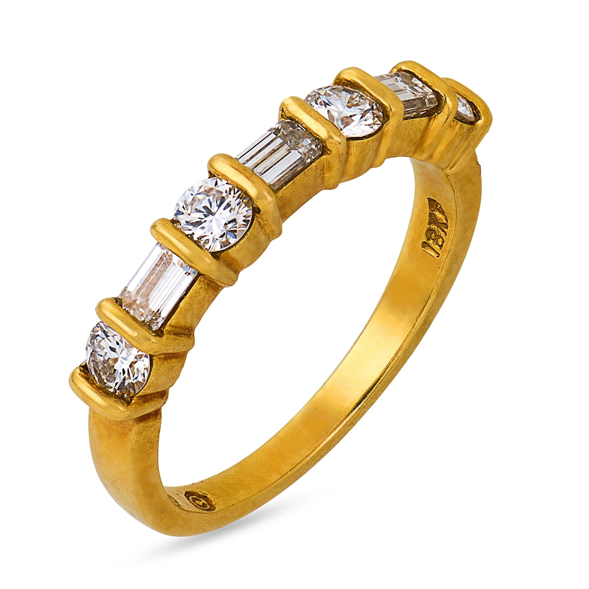 GEMLOK vintage diamond 18k yellow gold band ring