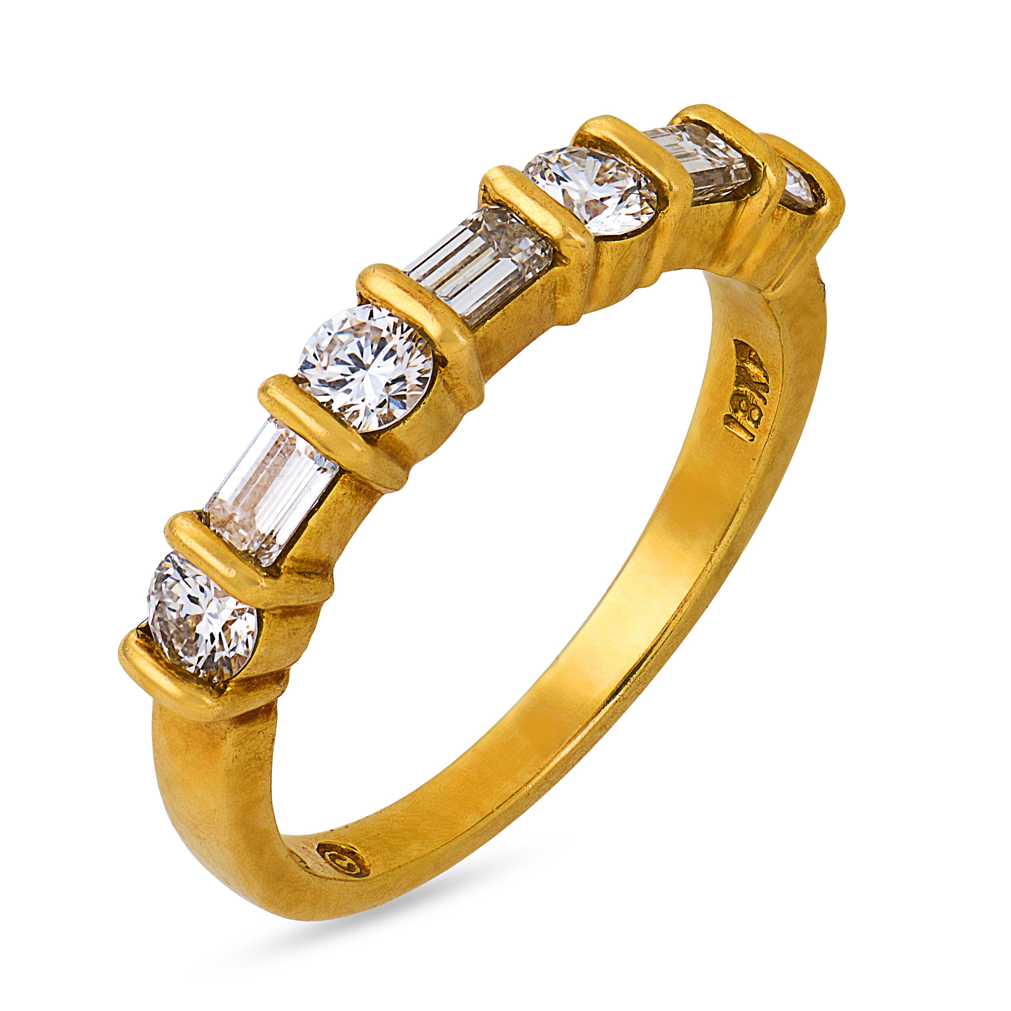 GEMLOK vintage diamond 18k yellow gold band ring