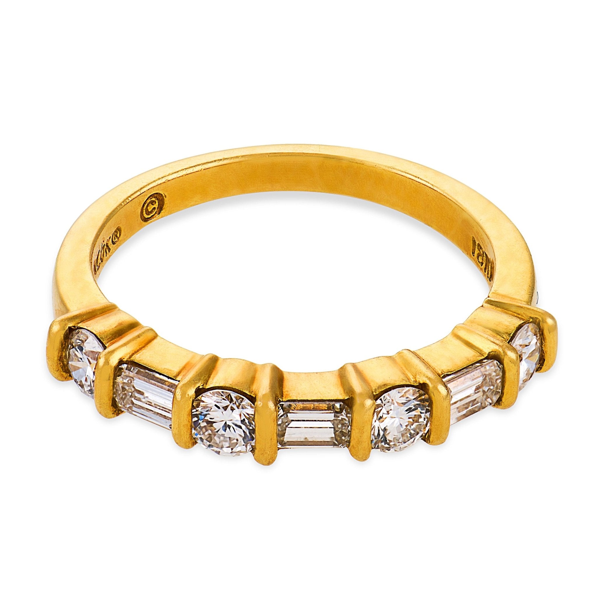 GEMLOK vintage diamond 18k yellow gold band ring