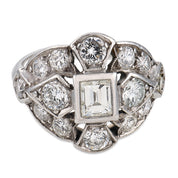 Mid Century 1.70 carat diamond platinum ring