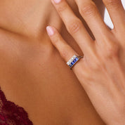 Art Deco diamond sapphire 20k white gold ring