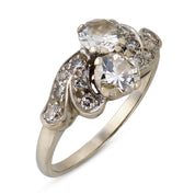 Mid Century diamond 14k white gold Toi Et Moi ring