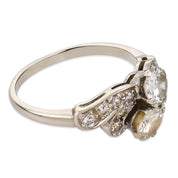 Mid Century diamond 14k white gold Toi Et Moi ring