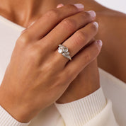 Mid Century diamond 14k white gold Toi Et Moi ring