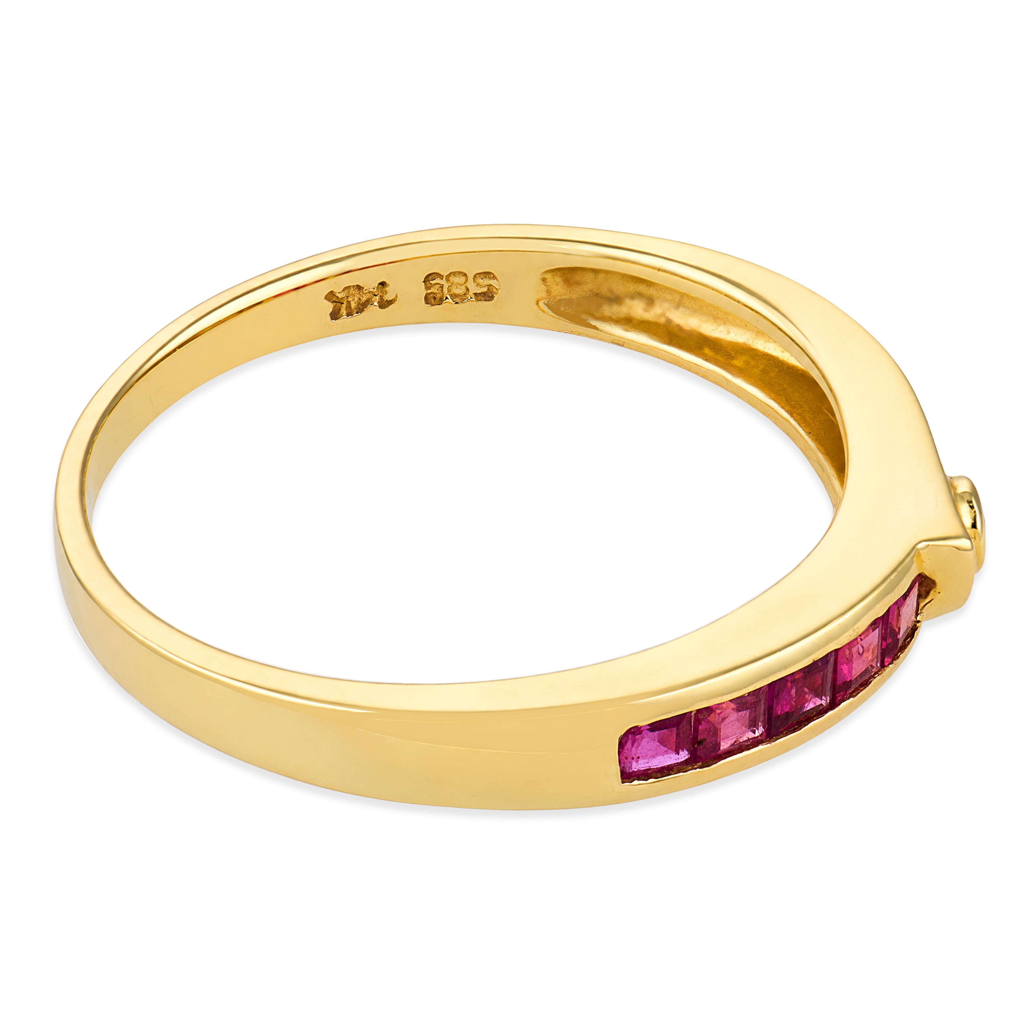 Vintage diamond ruby 14k yellow gold band