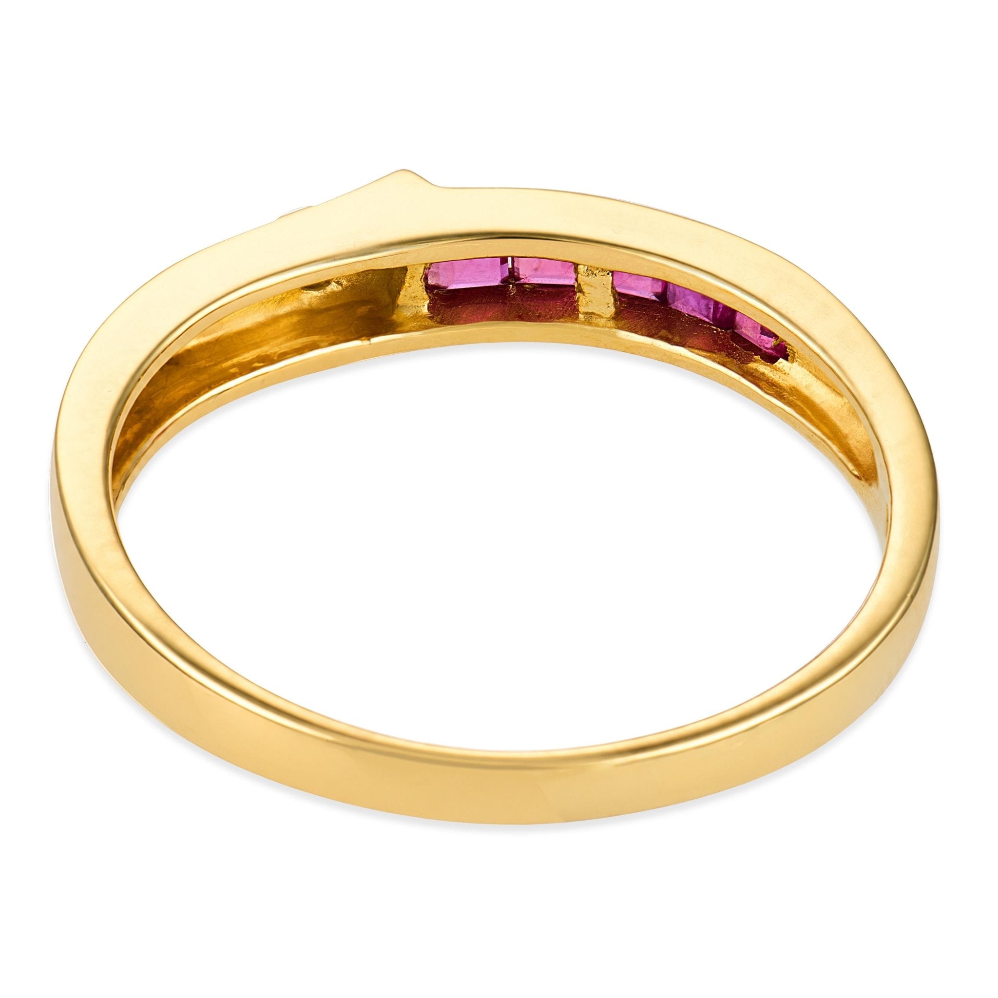 Vintage diamond ruby 14k yellow gold band