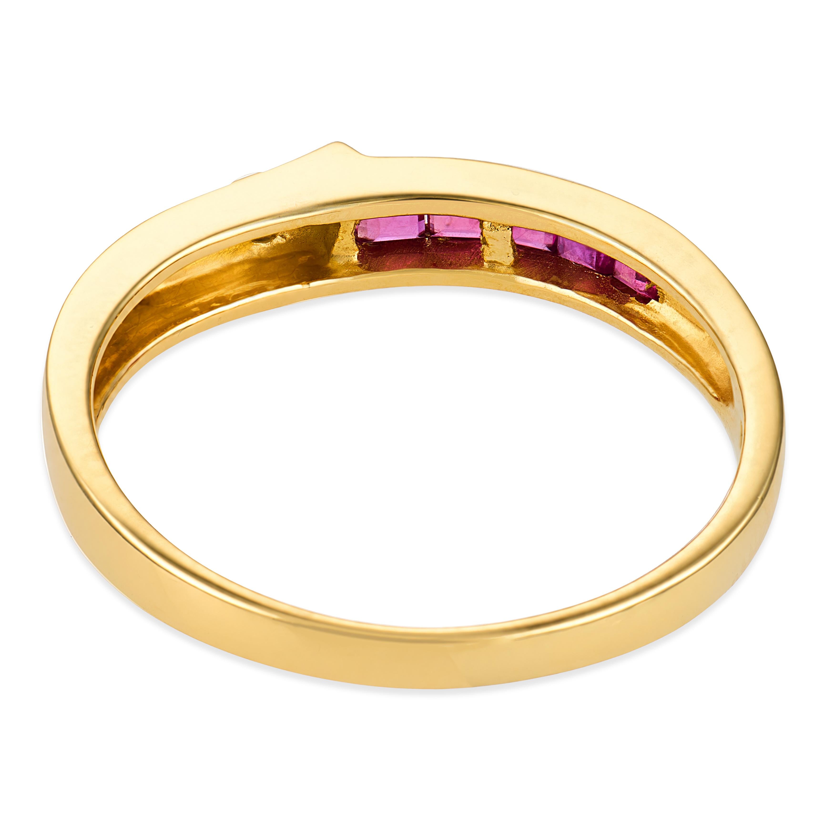 Vintage diamond ruby 14k yellow gold band
