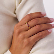 Vintage diamond ruby 14k yellow gold band