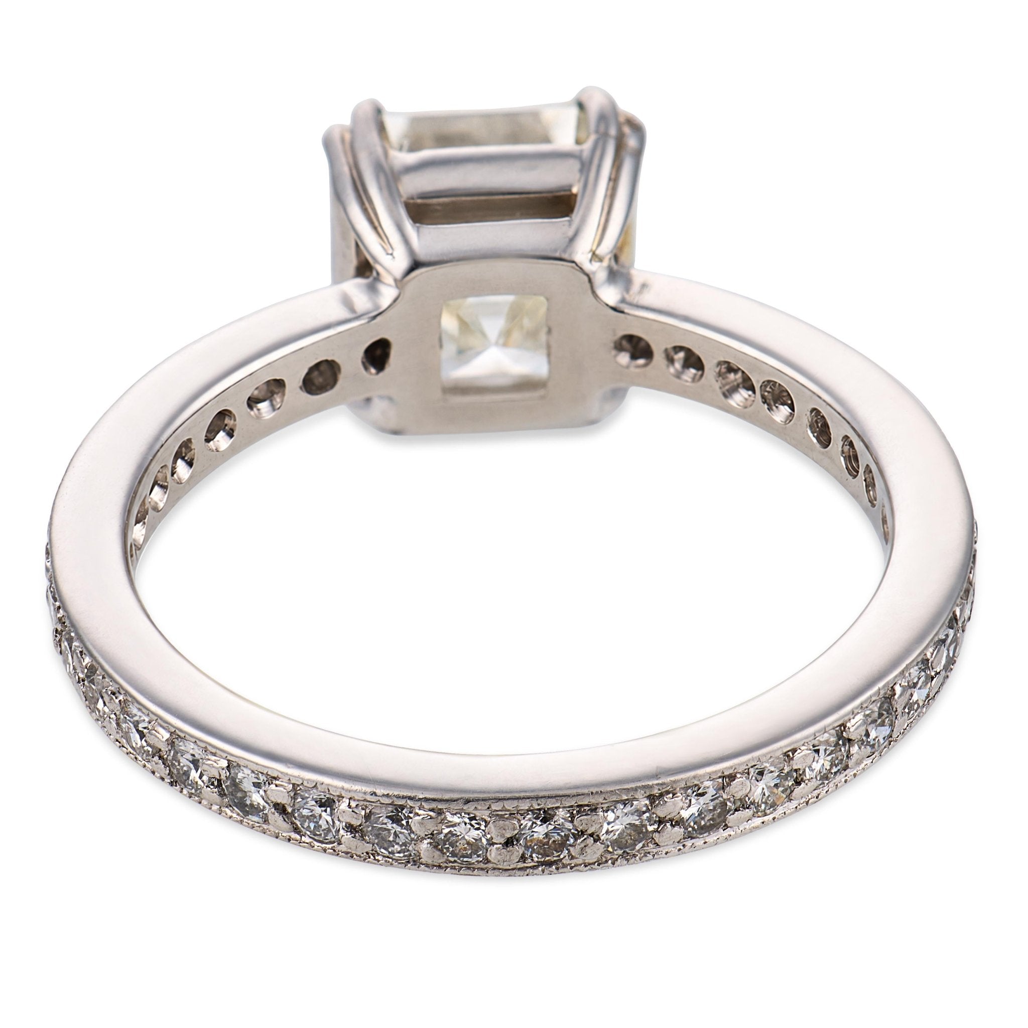 Vintage GIA 2.12 carat Asscher cut diamond platinum engagement ring
