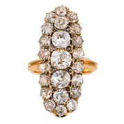 Victorian 4.00 carat diamond 18k yellow gold navette ring
