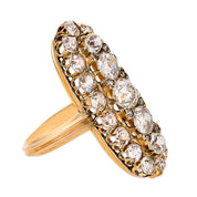 Victorian 4.00 carat diamond 18k yellow gold navette ring