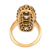Victorian 4.00 carat diamond 18k yellow gold navette ring