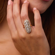 Victorian 4.00 carat diamond 18k yellow gold navette ring