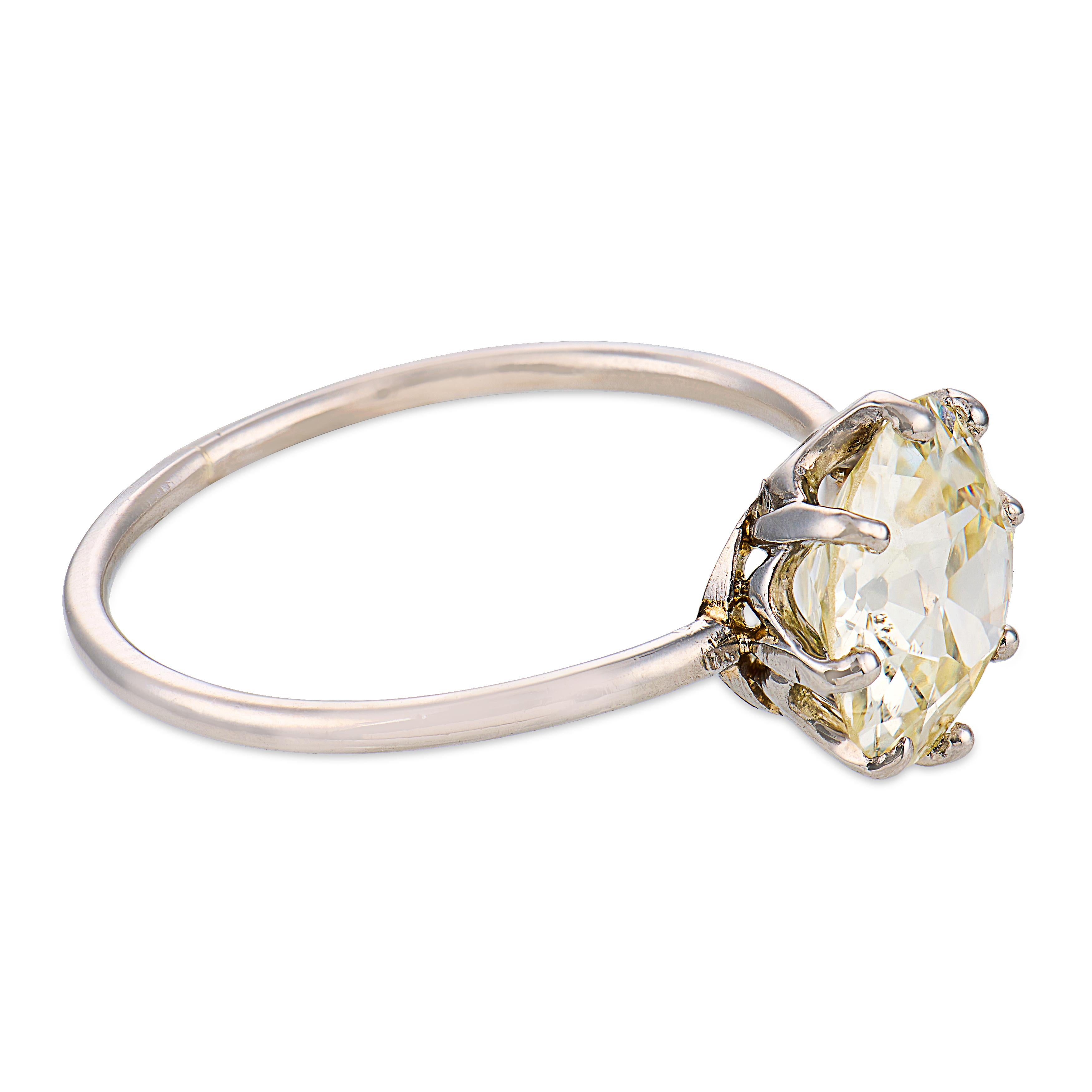 Art Deco GIA 1.95 carat diamond platinum engagement ring