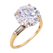 Vintage EGL 4.05 carat round laser drill diamond 14k yellow gold engagement ring