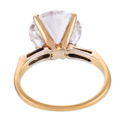 Vintage EGL 4.05 carat round laser drill diamond 14k yellow gold engagement ring