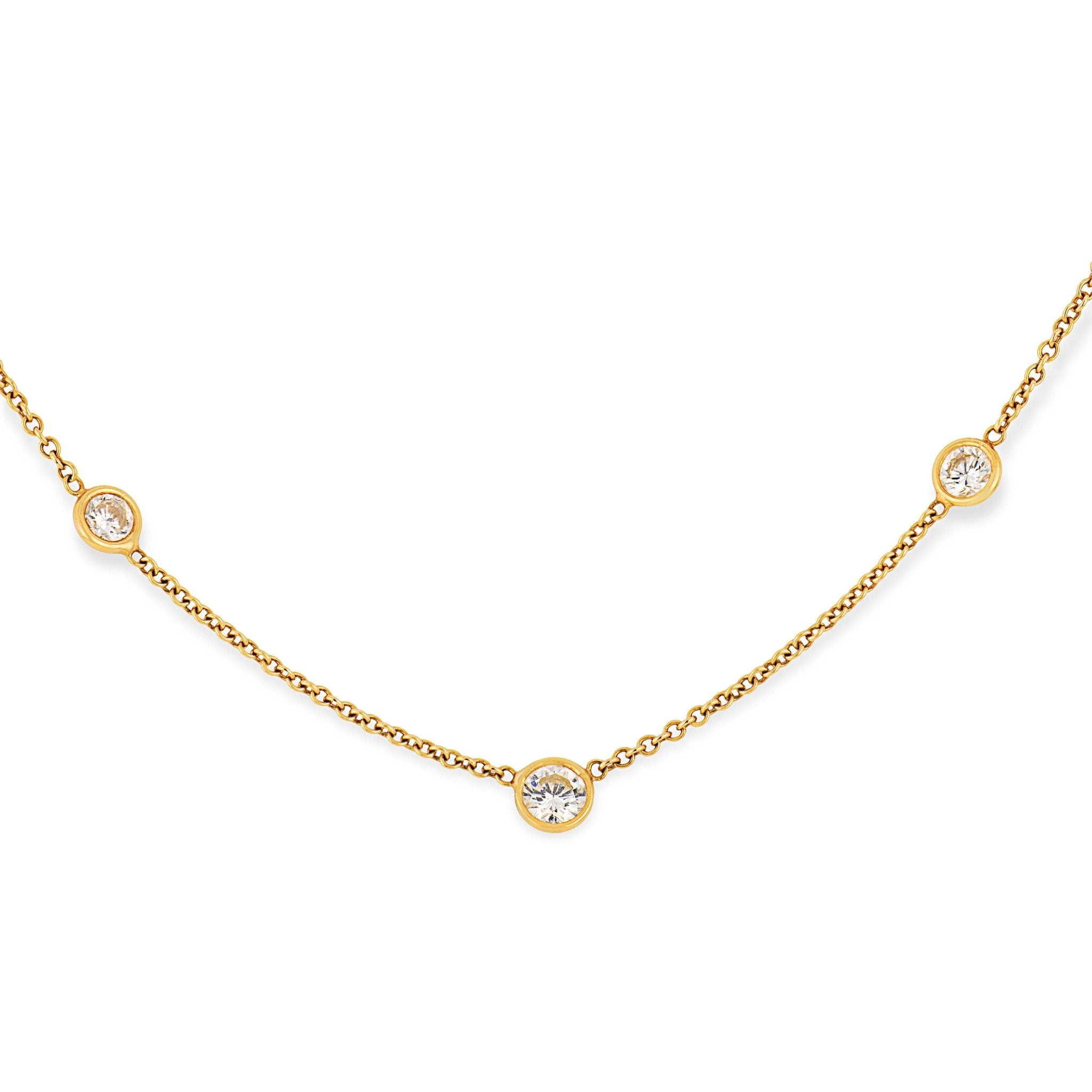 Vintage 1.00 carat diamond 18k yellow gold necklace