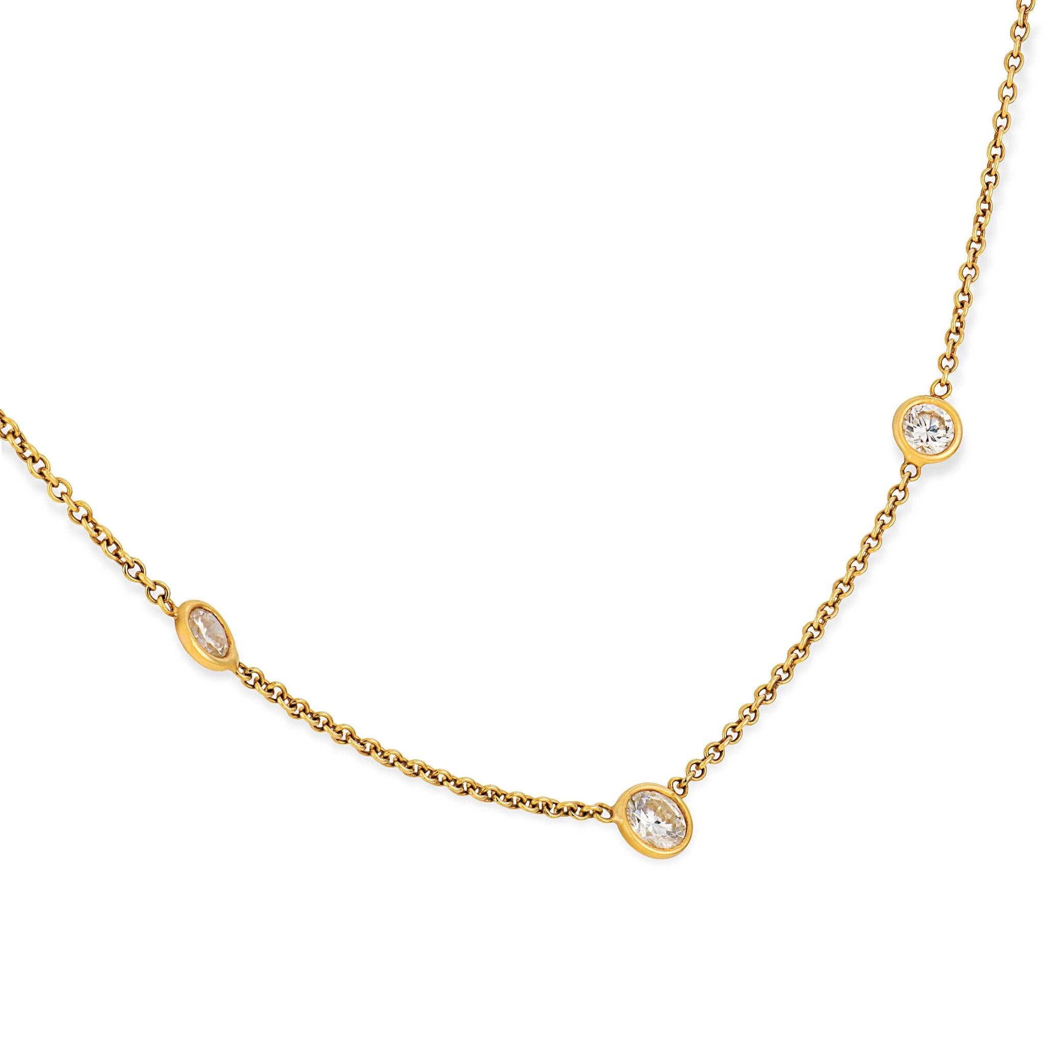 Vintage 1.00 carat diamond 18k yellow gold necklace