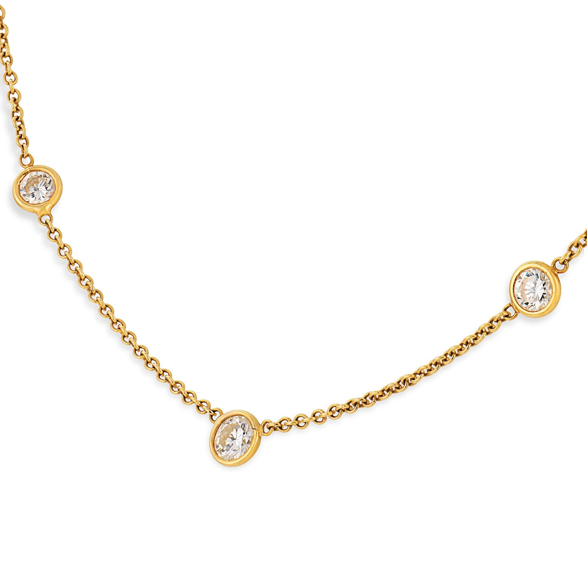 Vintage 1.00 carat diamond 18k yellow gold necklace