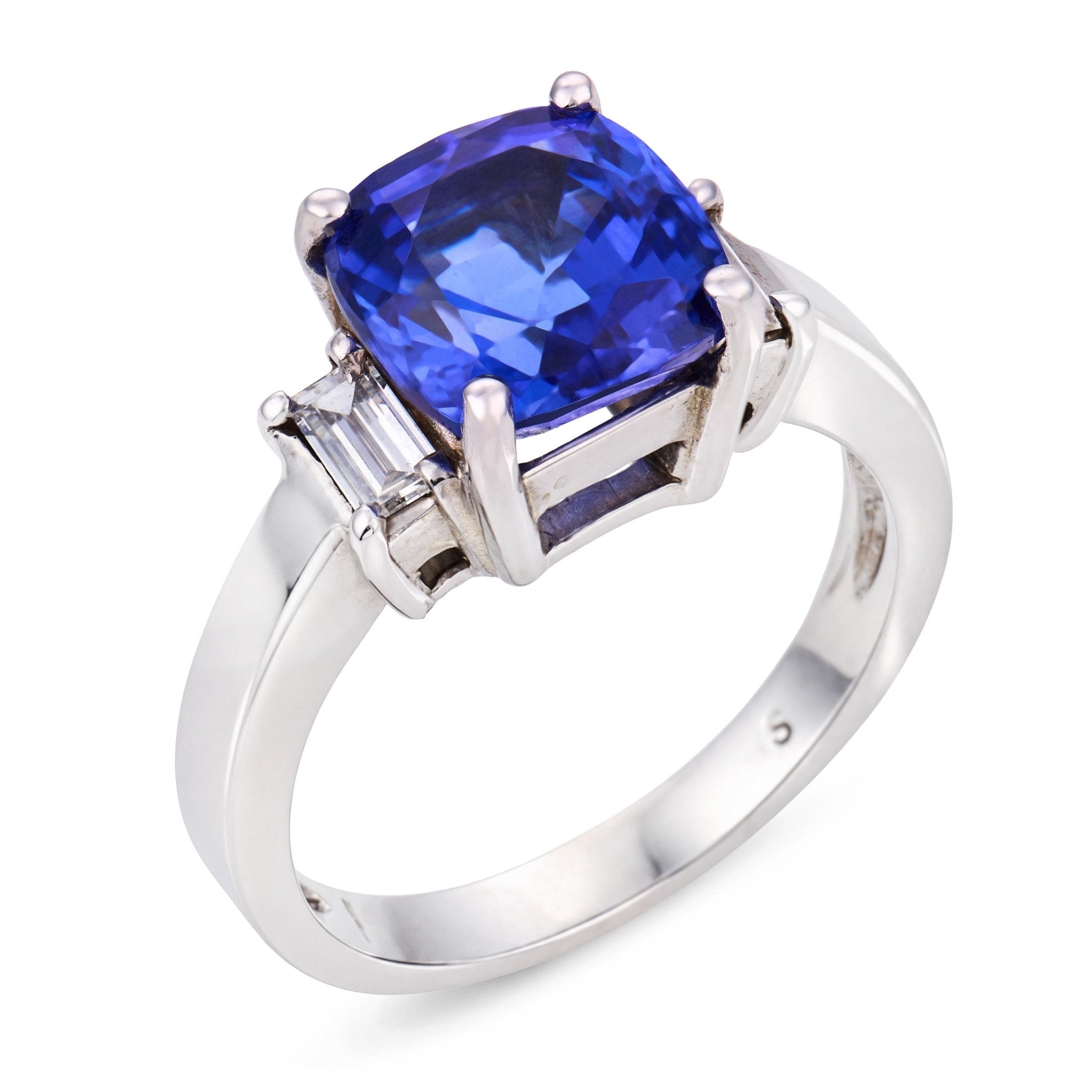 Vintage 3.60 carat tanzanite diamond 14k white gold ring