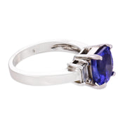 Vintage 3.60 carat tanzanite diamond 14k white gold ring