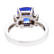 Vintage 3.60 carat tanzanite diamond 14k white gold ring