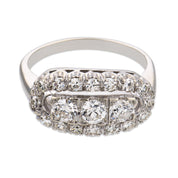 Mid century diamond 14k white gold band ring