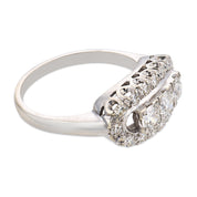 Mid century diamond 14k white gold band ring