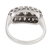 Mid century diamond 14k white gold band ring