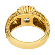Mid Century GIA 3.41 carat old European cut diamond 18k yellow gold ring