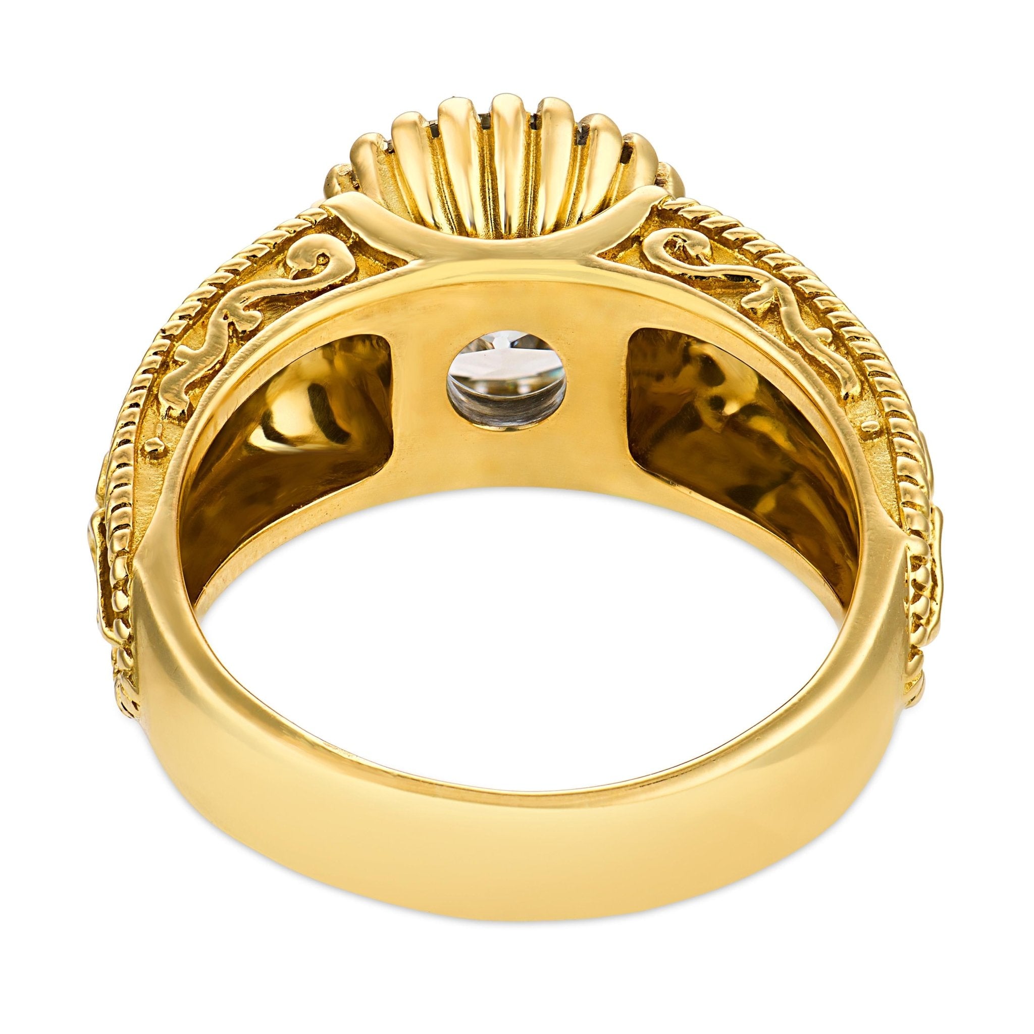 Mid Century GIA 3.41 carat old European cut diamond 18k yellow gold ring