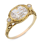 Edwardian GIA 1.00 carat old mine cut diamond 14k yellow gold ring
