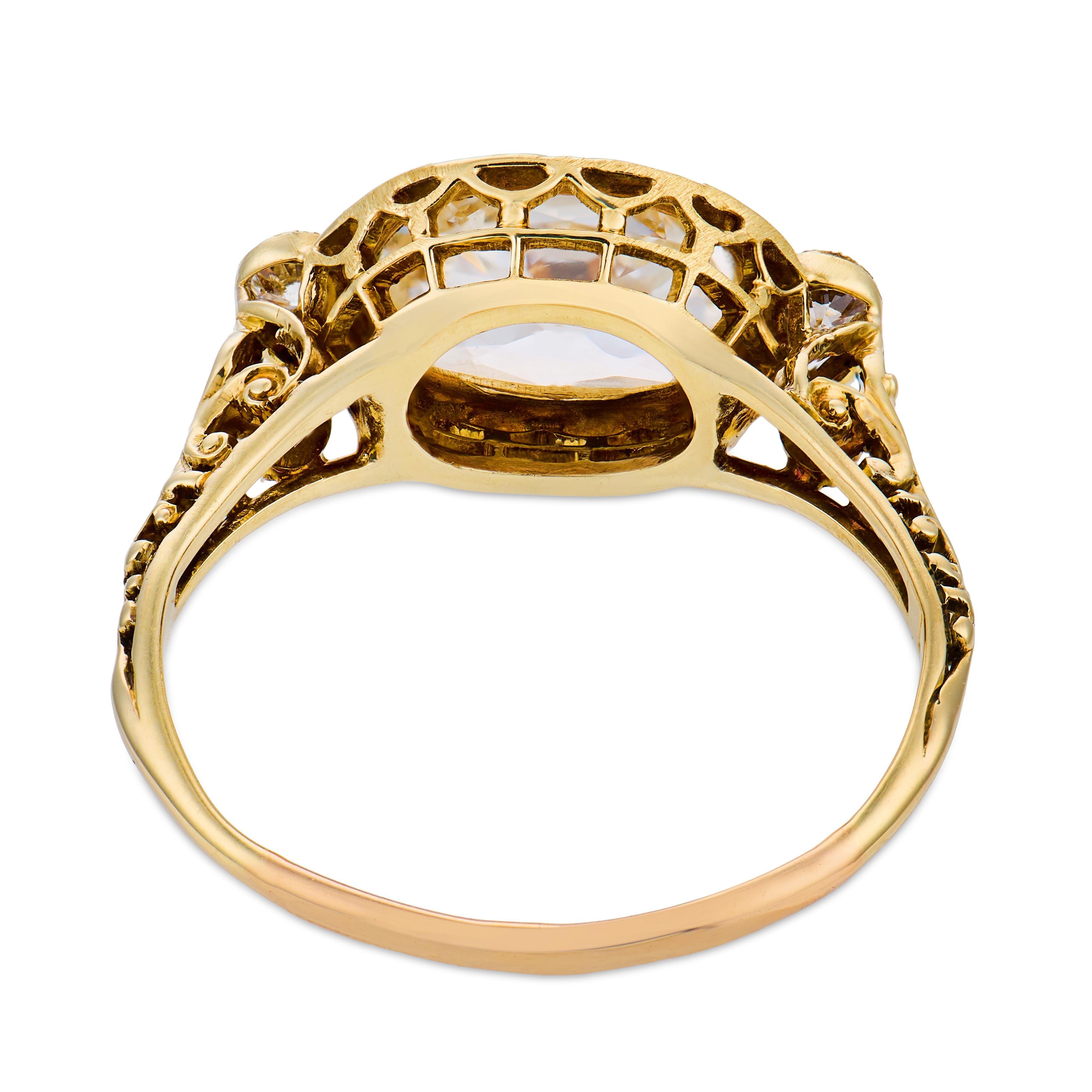 Edwardian GIA 1.00 carat old mine cut diamond 14k yellow gold ring