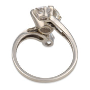 Mid Century GIA 2.25 carat old mine cut diamond 14k white gold ring
