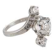 Mid Century GIA 2.25 carat old mine cut diamond 14k white gold ring