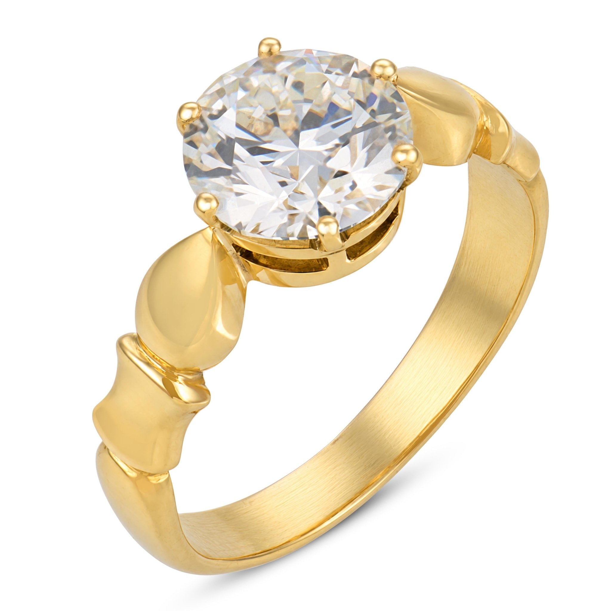 Vintage GIA 1.72 carat diamond 18k yellow gold engagement ring