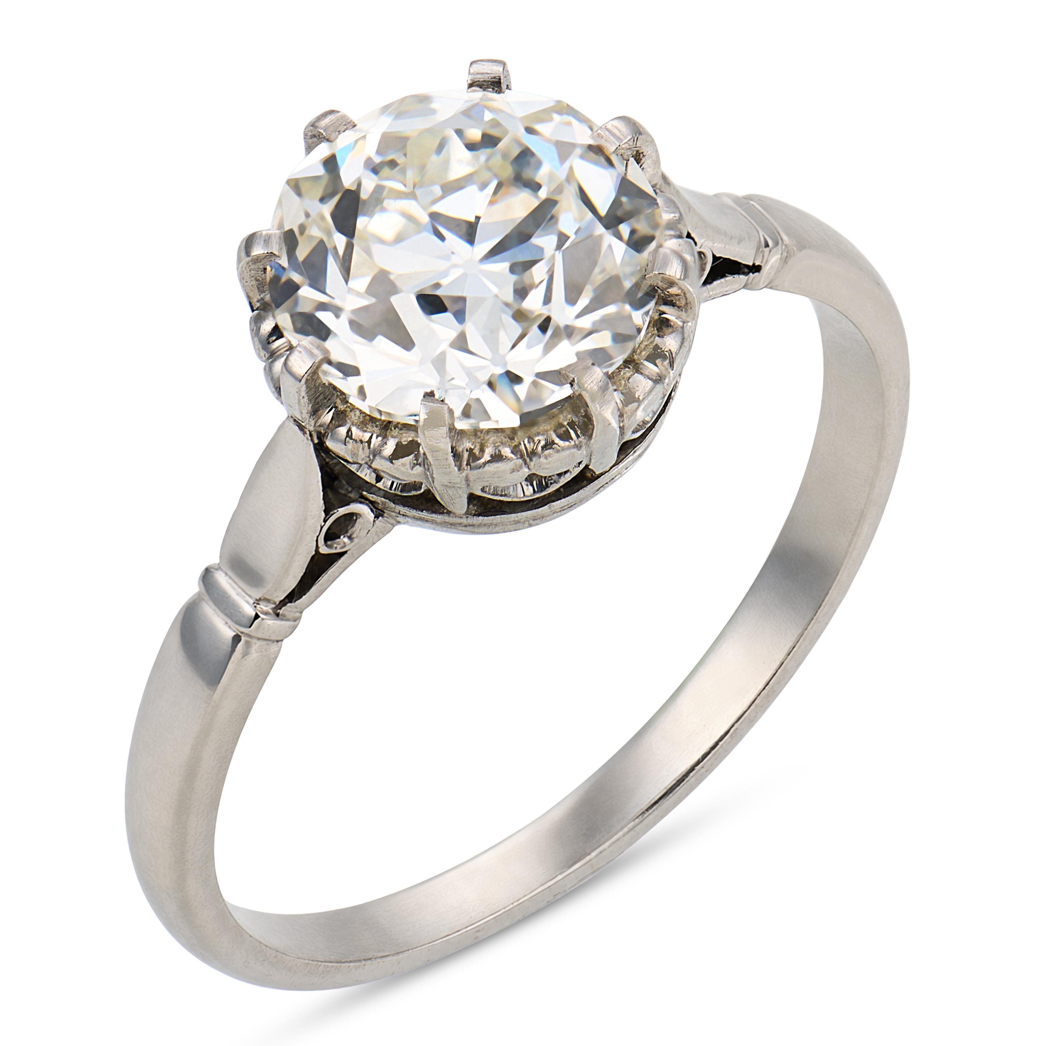 Art Deco GIA 1.65 carat old European cut diamond platinum engagement ring