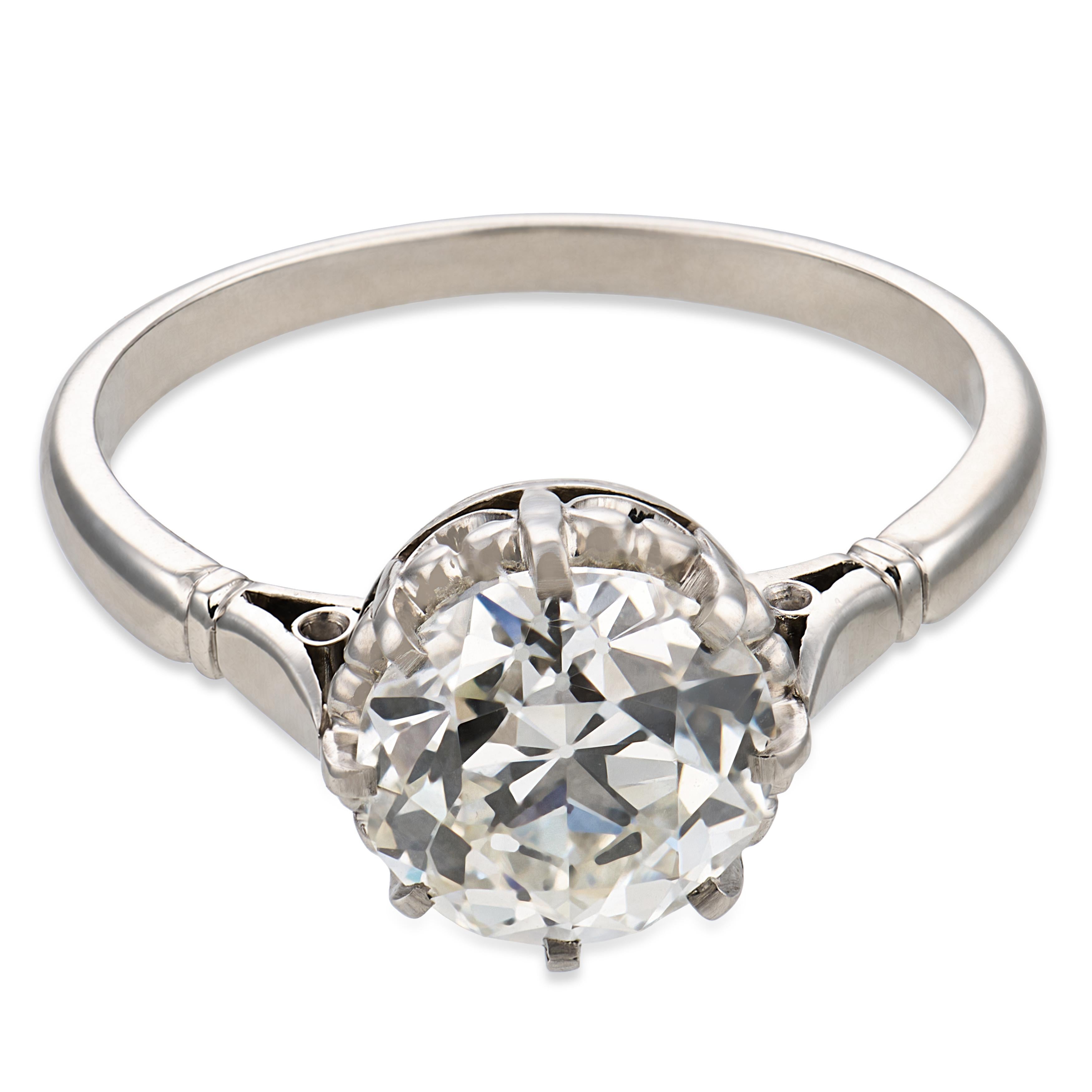 Art Deco GIA 1.65 carat old European cut diamond platinum engagement ring