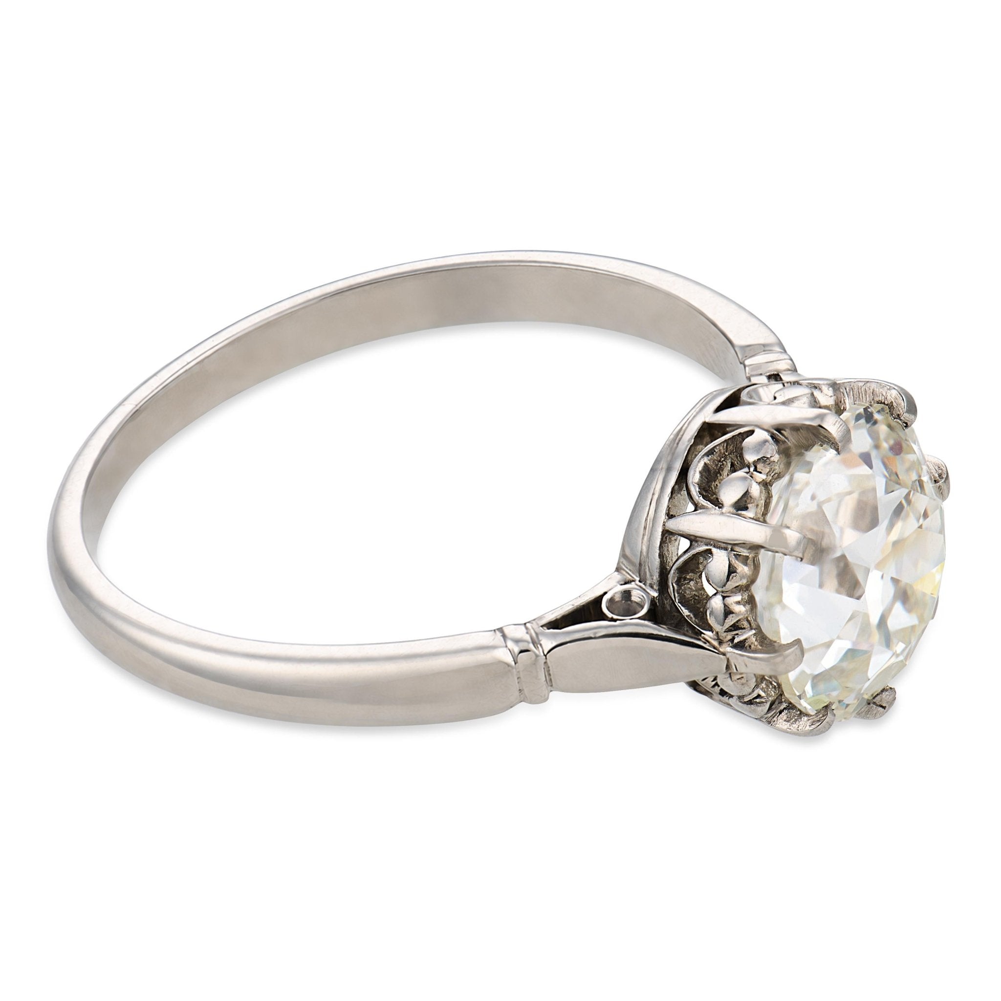 Art Deco GIA 1.65 carat old European cut diamond platinum engagement ring