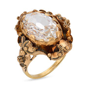 Victorian GIA 4.01 carat oval cut diamond 18k yellow gold ring