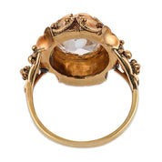 Victorian GIA 4.01 carat oval cut diamond 18k yellow gold ring