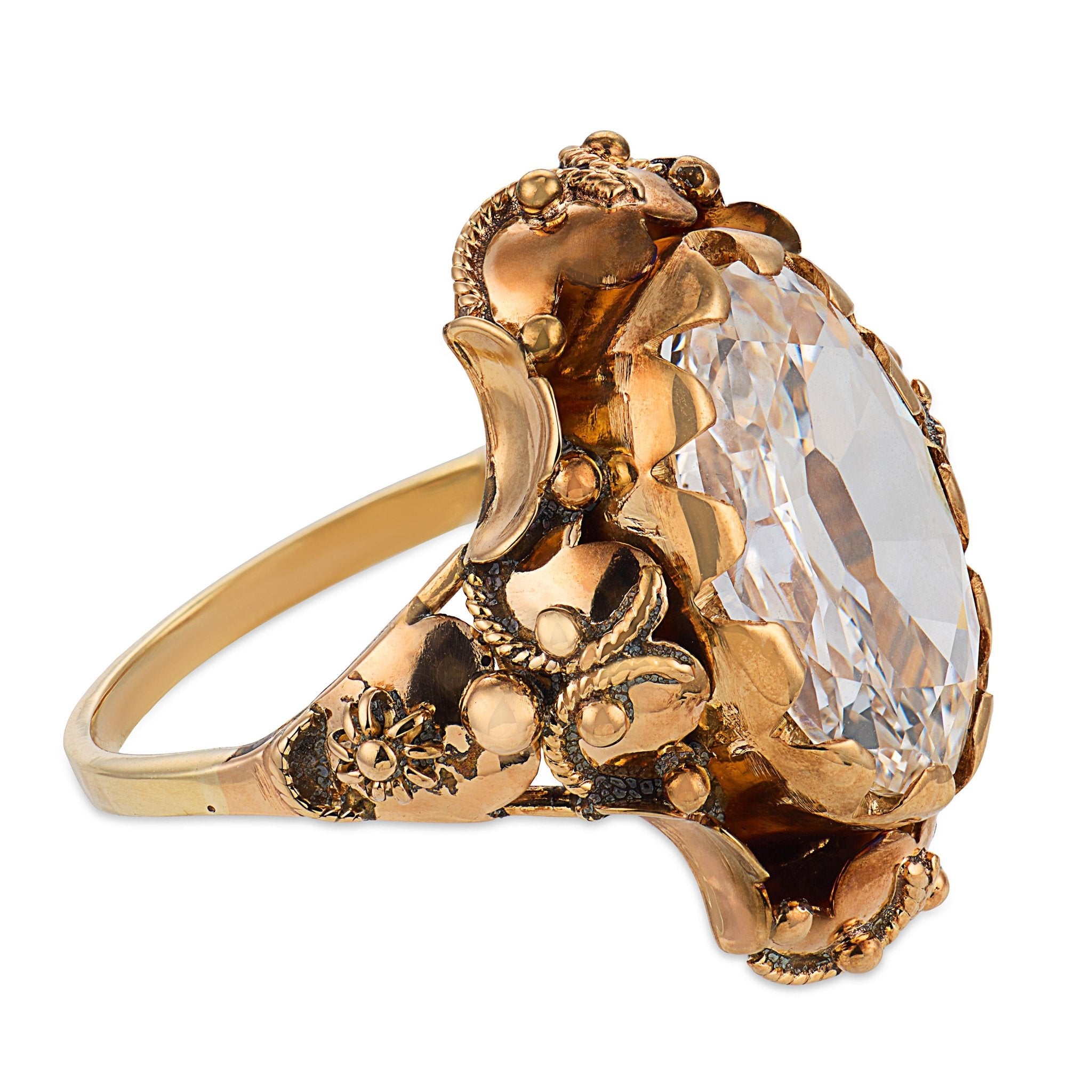 Victorian GIA 4.01 carat oval cut diamond 18k yellow gold ring