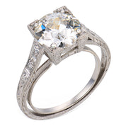 Art Deco GIA 2.40 carat old European cut diamond platinum engagement ring