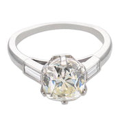 Art Deco GIA 1.90 carat old mine cut diamond platinum engagement ring