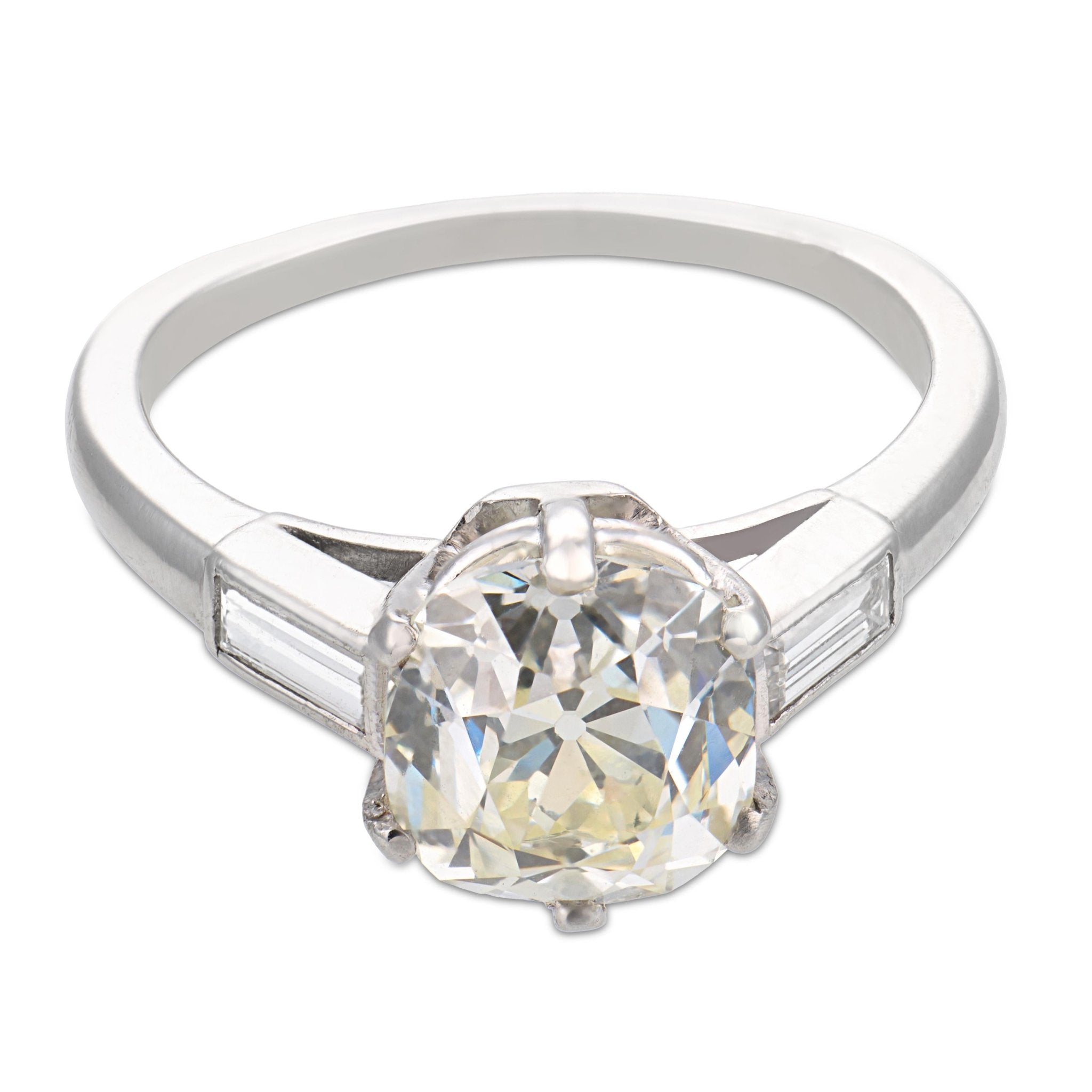 Art Deco GIA 1.90 carat old mine cut diamond platinum engagement ring
