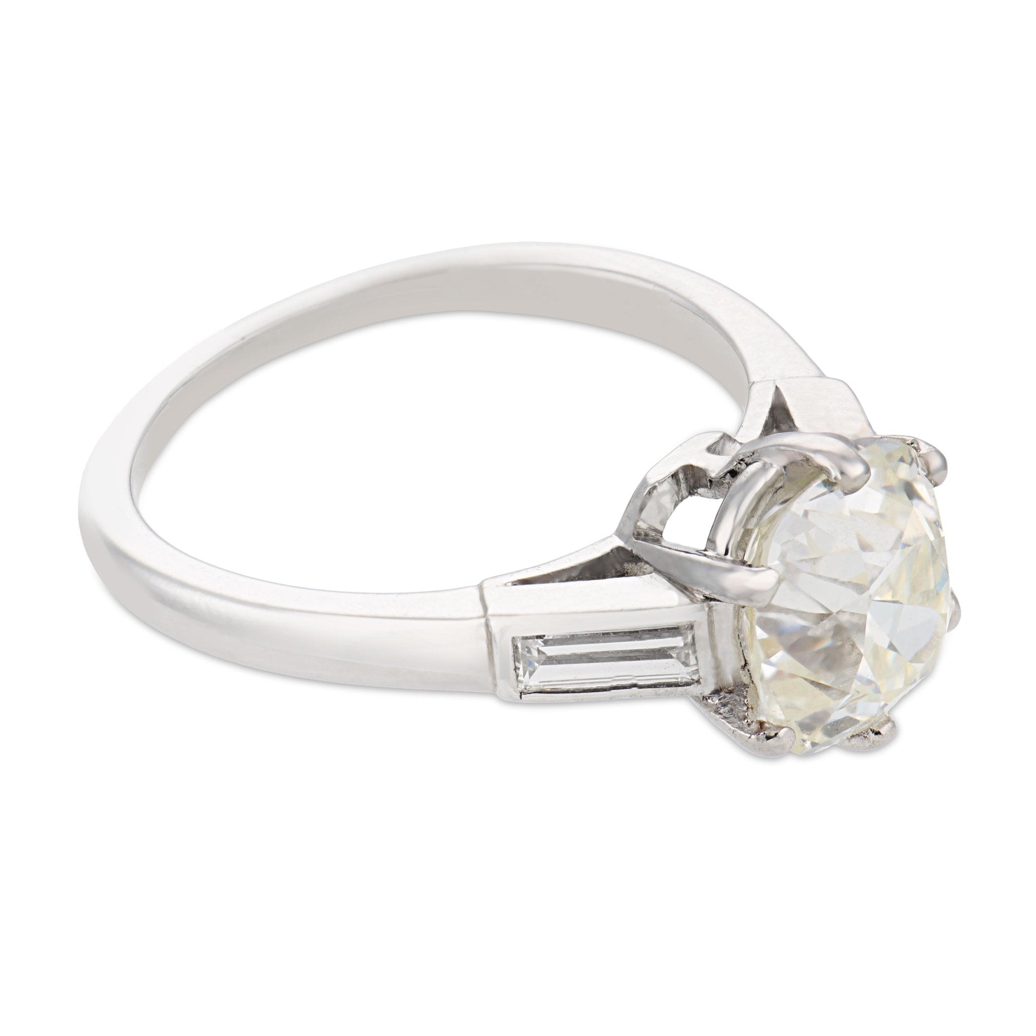 Art Deco GIA 1.90 carat old mine cut diamond platinum engagement ring